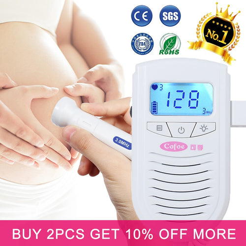 Cofoe Fetal Doppler Ultrasound Baby Heartbeat Detector Home Pregnant Doppler Baby Heart Rate Monitor Pocket Doppler 3.0MHz