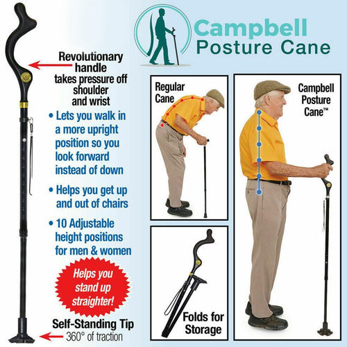 Safety Elderly Walking Stick Telescopic Canes Crutch Staff Folding Grip Hiking Walk Mens Lightweight cane hiking poles crutches